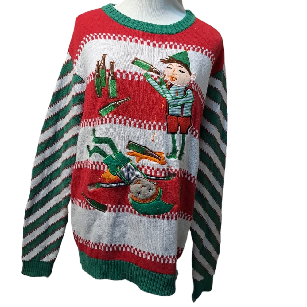Ugly Christmas sweater drunk elves size large 100% cotton